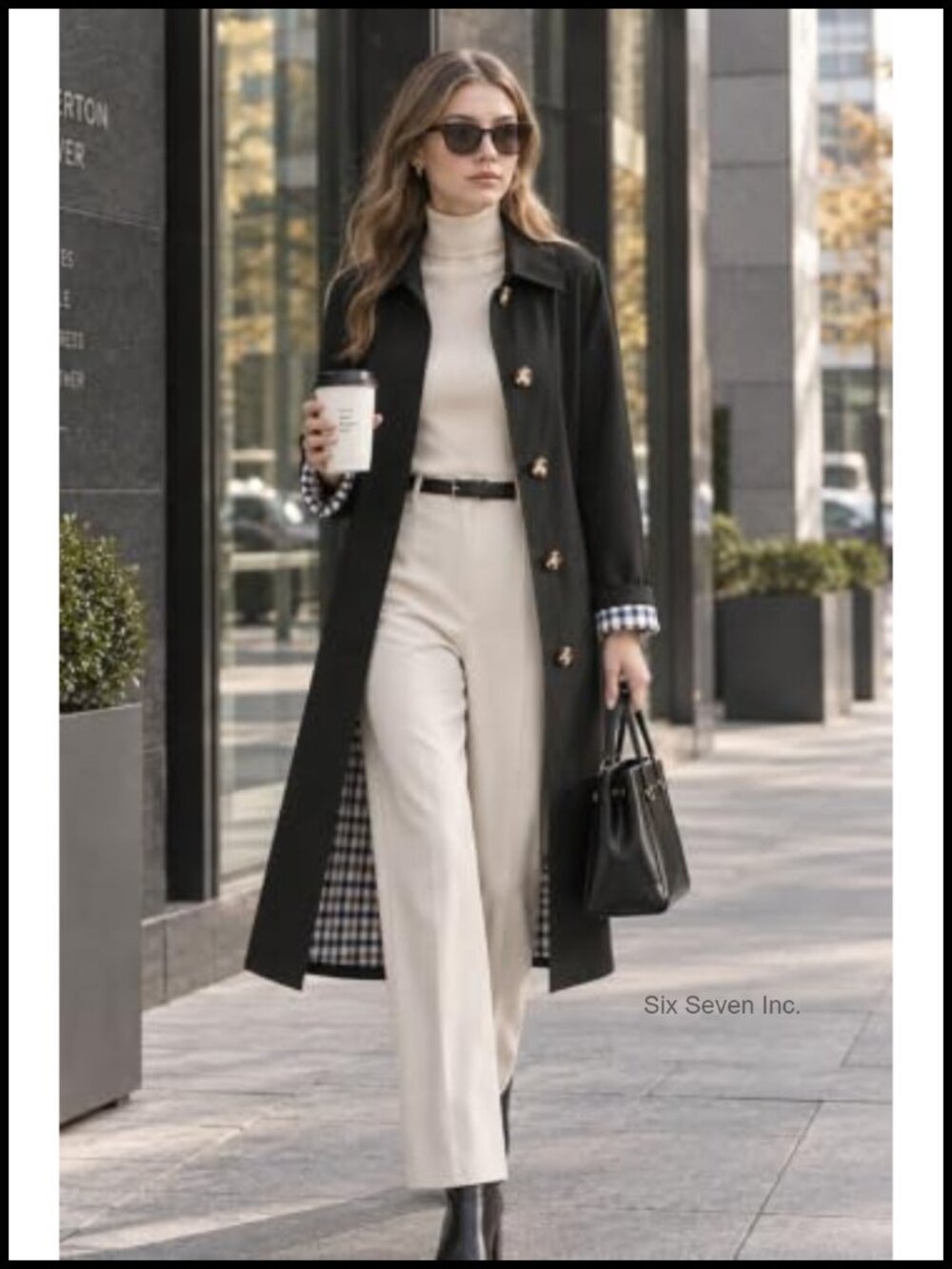 Women Trench Coat Single Breasted Long Rain Coat Relaxed Fit - Picture 2 of 6